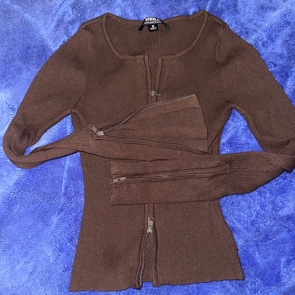 Hera collection Chocolate Brown Zip-Up set ( top & skirt )